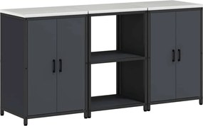 vidaXL Set de depozitare pentru bucătărie cu raft 3 pcs Antracit