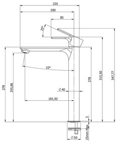 Baterie albă pentru chiuvetă înaltă Pax – Sapho