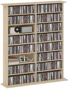 HOMCOM Rafturi pentru CD și DVD cu 16 compartimente și 12 polițe reglabile capacitate max. 720 CD/396 DVD și Blu-ray natural | Aosom Romania