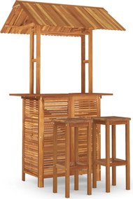 vidaXL Set mobilier de bar de grădină, 3 piese, lemn masiv de acacia