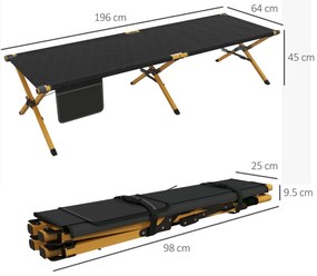Outsunny Șezlong șezlong pliabil din aluminiu cu buzunar lateral - țesătură Oxford pentru plajă, camping, grădină | Aosom Romania