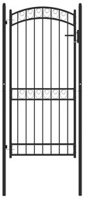Poarta de gard cu arcada, negru, 100x200 cm, otel Negru, 100 x 200 cm
