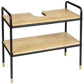 Dulap sub chiuvetă negru/natural din bambus 70x60 cm Loft – Wenko