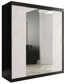 Dulap de haine 180 cm Marbelo T1 (mat negru + marmură albă). 1064570