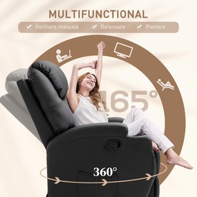 HOMCOM Fotoliu cu 8 Puncte de Masaj, 5 Modalități și 2 Intensități, cu Suport pentru Picioare, 84x92x109 cm, Negru | Aosom Romania