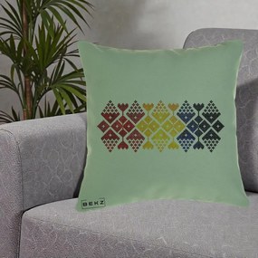 Perna Personalizata Motiv Tricolor Romanesc Broderie, 40x40 cm, Verde, Husa Detasabila, Perna Inclusa, BEKZ®