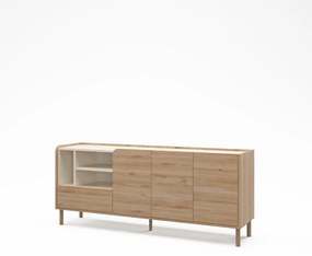 Comodă în culoare naturală cu aspect de lemn de stejar 180x75,5x44 cm Monza – Marckeric