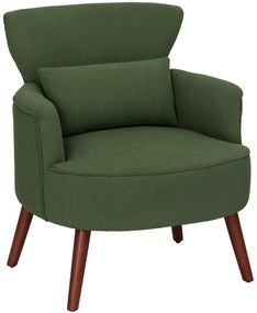 HOMCOM Fotoliu Capitonat cu Pernă și Șezut Gros, Fotoliu din Catifea cu Spătar și Picioare din Lemn, 69x69,5x78 cm, Verde | Aosom Romania