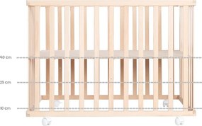 Țarc pentru copii în culoare naturală cu roți 100x75 cm Jumbo Twins – Roba