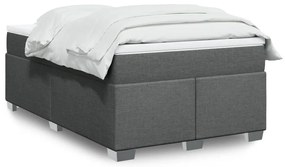 vidaXL Pat box spring cu saltea, gri închis, 120x200 cm, textil