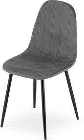 Scaun de masa PADVA VELVET cu picioare negre, gri inchis
