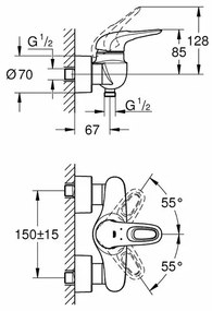 Baterie dus Grohe Eurostyle cu monocomanda crom