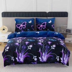 Lenjerie de pat microplus VIOLET BUTTERFLY albastru închis Dimensiune lenjerie de pat: 70 x 90 cm | 140 x 220 cm