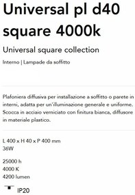 Plafoniera LED design slim, Universal pl d40 square 4000k