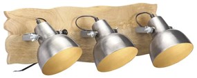 Lampa de perete industriala argintiu 68x23 cm lemn mango E27 1, Argintiu, 3