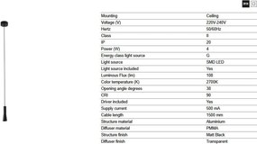 Pendul LED stil minimalist NINA negru