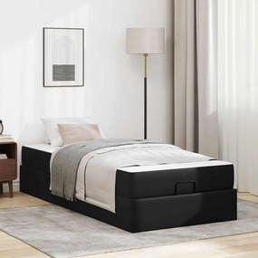 vidaXL Cadru de pat cu saltea Negru 90 x 190 cm Piele artificială