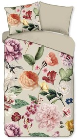 Lenjerie de pat bej din bumbac satinat pentru pat de o persoană, extinsă 140x220 cm Fiori – Descanso