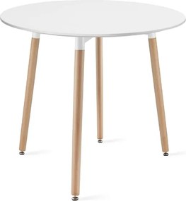OFERTA Masa rotunda alba pentru dining KAMI 80x80 cm calitate II