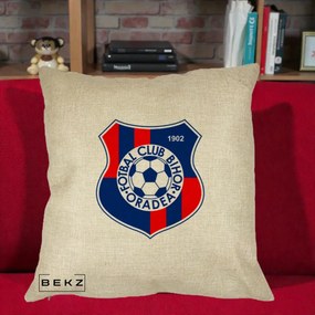 Perna Personalizata FC Bihor Oradea 1902 Fotbal, 40x40 cm, Crem, Husa Detasabila, Perna Inclusa, BEKZ®