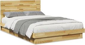 vidaXL Cadru de pat cu tăblie fără saltea 120x200 cm lemn masiv stejar