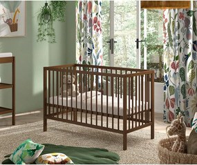 Pătuț maro din lemn de fag cu înălțime reglabilă 60x120 cm Dino – Vipack