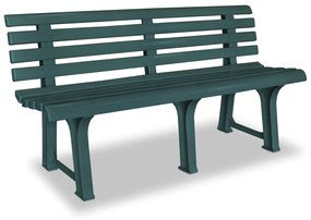 43584 vidaXL Bancă de grădină, verde, 145,5 cm, plastic