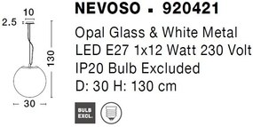 Pendul design modern Nevoso alb 30cm