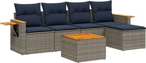 vidaXL Set canapele de grădină cu perne, 6 piese, gri, poliratan