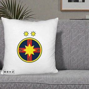 Perna Personalizata FCSB Fotbal Club Steaua Bucuresti, 40x40 cm, Alb Pufos, Husa Detasabila, Perna Inclusa, BEKZ®