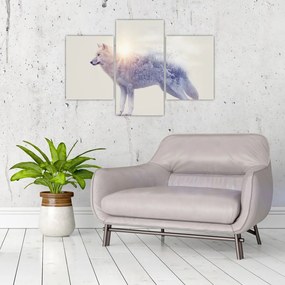 Tablou - Lupul arctic oglindit în peisaj sălbatic (90x60 cm)