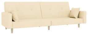 337323 vidaXL Canapea extensibilă cu 2 locuri, 2 perne, crem, textil