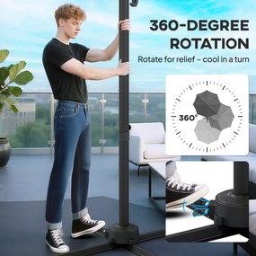 Outsunny Umbrelă de Soare Exterioară cu Lumini LED și Unghi Reglabil, Umbrelă de Grădină din Aluminiu și Poliester, Ø3x2.5 m, Gri | Aosom Romania