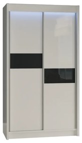 Expedo Dulap cu uși glisante ADRIANA, 120x216x61, alb/sticlă neagră
