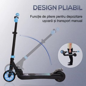HOMCOM Trotinetă Electrică Pliabilă pentru Copii de 6+ Ani cu Înălțime Reglabilă, 71x36.5x75-80 cm, Albastru | Aosom Romania