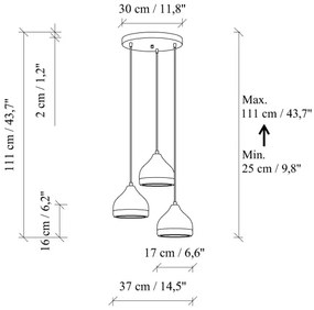Candelabru suspendat pe cablu YILDO 3xE27/40W/230V alb/auriu