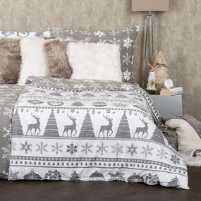 Lenjerie de pat din bumbac flanelCrăciun 4Home Christmas Time, gri, 140 x 200 cm, 70 x 90 cm