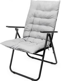 Scaun pliabil de drumeție cu saltea negru/gri
