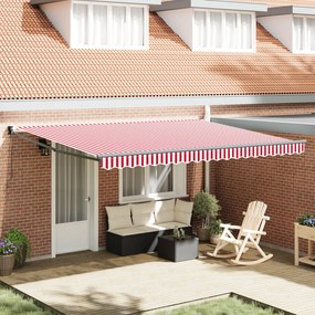vidaXL Marchiză Manuală Retractabilă cu Dungi Roșii și Albe 450x300 cm