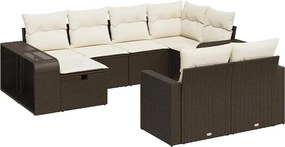 vidaXL Set canapele de grădină cu perne, 10 piese, maro, poliratan