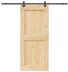 vidaXL Ușă glisantă cu set feronerie, 100x210 cm, lemn masiv de pin