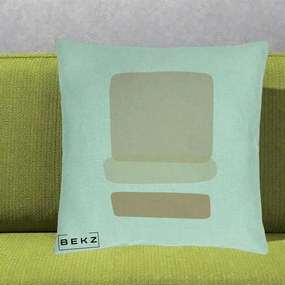 Perna Decorativa Abstract Forme Bej Poudre, 40x40 cm, Verde Menta, Husa Detasabila, Perna Inclusa, BEKZ®