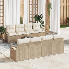 Set de Sofa pentru Grădină vidaXL 9 Piese cu Perne Bej din Poliratan