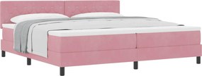 vidaXL Pat cu arcuri cu saltea cu headboard Roz 200 x 200 cm Catifea