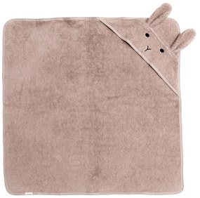 Prosop cu glugă pentru copii roz/maro din bumbac 75x75 cm Rabbit – Kindsgut