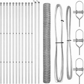 vidaXL Stâlp de gard. Argintiu 25 x 1,5 m (plasă de 50 mm) Oțel