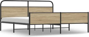 vidaXL Cadru de pat metalic fără saltea, stejar fumuriu, 193x203 cm