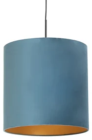 Lampă suspendată cu abajur din catifea albastră cu auriu 40 cm - Combi
