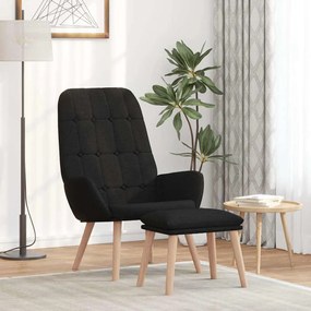 vidaXL Scaun de relaxare cu taburet, negru, textil
