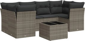 vidaXL Set canapele de grădină, 7 piese, cu perne, gri, poliratan